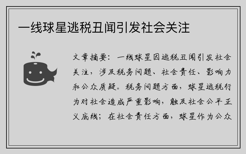 一线球星逃税丑闻引发社会关注